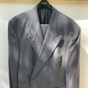 Men’s 50R Dark Gray HCM MUERMANN Made in Germany Super 100s Double Breasted Suit